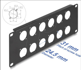88054 10" D-type patch panel, 12-port, 2 U, black