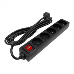 Przedłużacz 3m 5GN z przełącznikiem czarny CB-13088