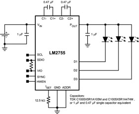 Charge pump LED controller with I2C compatible interface in Micro SMD