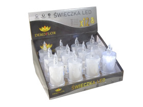 Świeczka LED znicz AKRYL Primot biała zimna (zestaw 12szt.)