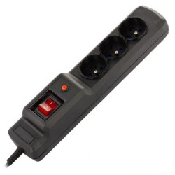 Przedłużacz elektryczny Listwa zasilająca antyprzepięciowa ARCON Multi M3 na 3 gniazda 2P+Z z wyłącznikiem czarna 1,5m