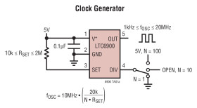 Low Power, 1kHz to 20MHz Resistor Set SOT-23 Oscillator
