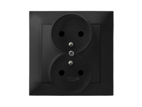 IMPRESJA Gniazdo podwójne z uziemieniem z ramką czarny metalik GP-2YZ/33 OSPEL