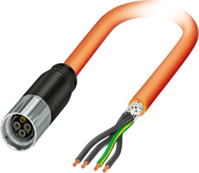 Sensor actuator cable, M17-cable socket, straight to open end, 3 pole + PE, 2 m, TPU, orange, 26 A, 1619301