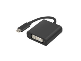 Adapter USB-C 3.1 - DVI-I(F)(24+5) DUAL LINK (DISPLAYPORT ALT MODE) na kablu 15cm czarny LANBERG