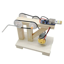 Crank-driven Power Generator - Wooden DIY Educational Toy for Children
