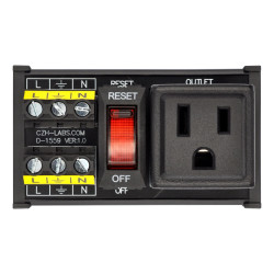 DIN Rail Mount AC 120V NEMA 5-15R Single Receptacle Outlet Power Strip Module, with Rocker Switch Thermal Circuit Breaker Overlo