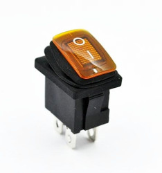KCD1-Y przełącznik kołyskowy hermetyczny podświetlany żółty ON-OFF; 6A / 250V