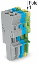 Socket header, 4 pole, pitch 5 mm, straight, gray/green-yellow/gray, 769-104/000-048