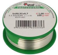 SC99.3-100-010 Bezołowiowe spoiwo Sn99.3Cu0.7 1 mm, szpulka 100g