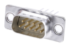 Złącze D-Sub 9-pinowe Męski Proste Montaż na panelu raster 2.74mm