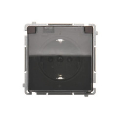 Simon Basic Gniazdo wtyczkowe Schuko do wersji IP44 (moduł) 16A, 250V~,zaciski śrubowe czekoladowy. Klapka transparentna BMGSZ1B