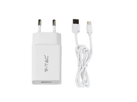 VT-5371 Ładowarka sieciowa 2.1A typ: MICRO USB biały 8645 V-TAC