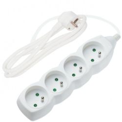 Przedłużacz elektryczny Listwa zasilająca na 4 gniazda [2P+Z] biała 5m
