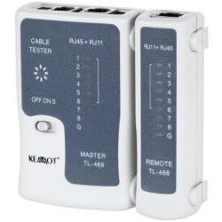 Tester kabli sieciowych LAN RJ45 + RJ12 / RJ11 z diodami LED Kemot