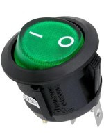 MK1031G Przełącznik kołyskowy, okrągły, podświetlany, włącz - wyłącz (SPST), średnica 20.2mm, zielony 6A/230V - producent SCI