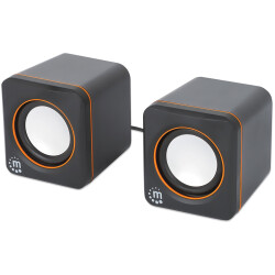 Manhattan 102698 2600 Series Speaker System, Two Speakers Black/Orange, USB for