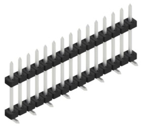 Pin header, 15 pole, pitch 2 mm, angled, black, SLY11SMD09215Z