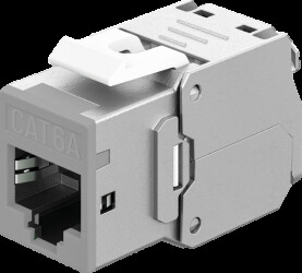 77946 Keystone module, Cat.6a STP, RJ45 socket / LSA, gray
