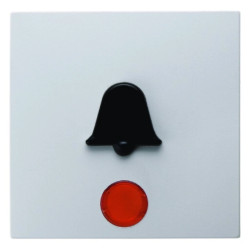 Klawisz z czerwoną soczewką i wyczuwalnym symbolem do dzwonek śnieżnobiały S.1/B.1/B.3/B.7 Glas 16511959