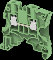 Feed through terminal, spring-clamp connection, 0.2-6.0 mm², 2 pole, 41 A, 8 kV, green, 1SNK506061R0000