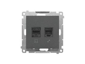 SIMON 55 Gniazdo teleinformatyczne RJ45 kat. 5e + telefoniczne RJ12 grafitowy mat T5F.01/116 KONTAKT SIMON