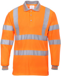 Odblaskowa koszulka polo, Unisex, Pomarańczowy, Poliester, EN20471, S, Długi