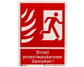 Samoprzylepna tabliczka ostrzegawcza /Drzwi przeciwpożarowe zamykać 150x205/ 30P/F1/FS