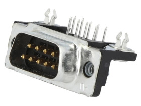 D-Sub 9-pin gniazdo żeńskie kąt 90 THT UNC4-40 0,76um 3-106505-2