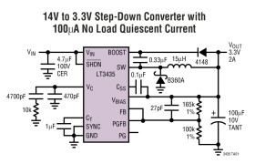 High Voltage 3A, 500kHz Step-Down Switching Regulator with 100µA Quiescent Current