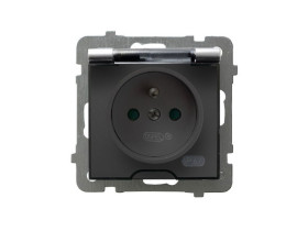 AS Gniazdo pojedyncze z uziemieniem z przesłonami IP- 44 srebrne wieczko przezroczyste GPH-1GZP/m/18/d OSPEL