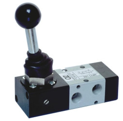 Zawór rozdzielający pneumatyczny ręczny 3/2 G 1/4 NC, monostabilny, powrót sprężyną, dźwignia