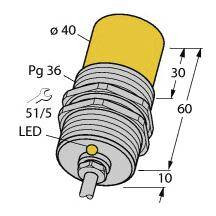 Turck Czujnik indukcyjny nie podtynkowy PNP, Zamykający NI25-G47-AP4X