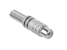 Gniazdo RCA nikiel 2 paski na kabel czarne