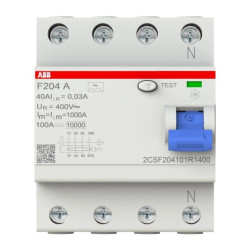 Wyłącznik różnicowo-prądowy F204 A-40/0.03 4P A 40A 30mA bezzwłoczny 2CSF204101R1400