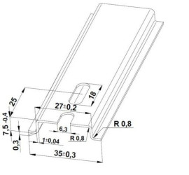 Szyna TS 35x7,5 ocynk (perforowana 6,3x18mm) - 1000 mm (za szt.)