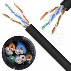 Kabel sieciowy U/UTP kat.5e skrętka 4x2x0,5mm zewnętrzny suchy PE czarny NEKU