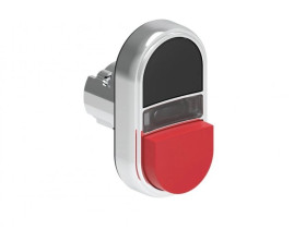 Metalowy przycisk fi22mm 2 klawiszowy samoczynny powrót 1 kryty 1 wystający, podświetlany Czarny-Czerwony LPSBL7212