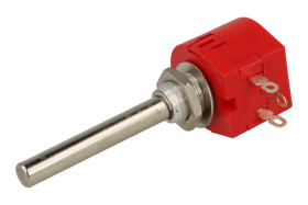 Potencjometr; osiowy; jednoobrotowy; TSR-04-102R.1Kohm; 1kohm; liniowa; 5%; 1W; oś fi 6,00mm; 39mm; metal; gładka; 300°; drutowy