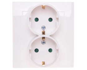 AS Gniazdo podwójne z/u Schuko z przesłonami ecru GP-2GSP/27