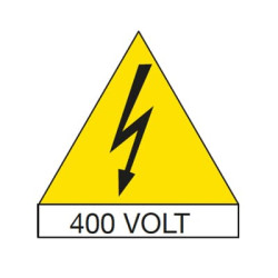 Etykieta bezpieczeństwa Żółty opis Danger High Voltage tekst 400V Lightning Flash