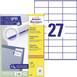Avery-Zweckform 3479 Labels White Paper 70x32mm Permanent Adhesive 2700 pcs