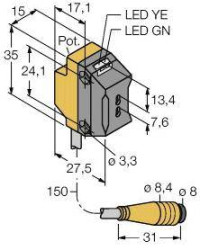 Turck 3066223 QS18VN6FPQ Czujnik światłowodowy 1 szt. (D x S x W) 27.5 x 15 x 34.5 mm