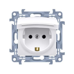 Simon 10 Gniazdo wtyczkowe Schuko IP44 z uszczelką - klapka transparetna (moduł) 16A, 250V, szybkozłacza biały CGSZ1BC.01/11