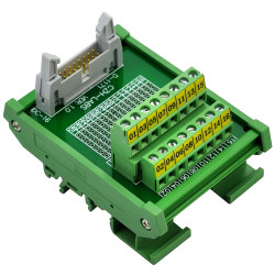 CZH-LABS DIN Rail Mount IDC-16 Male Header Connector Breakout Board Interface Module, IDC Pitch 0.1&quot;, Terminal Block Pitch