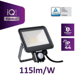 Projektor z czujnikiem IQ-LED FL-20W-NW-SE 2300lm 4000K barwa neutralna IP44 5 lat gwar. TUV czarny 33886