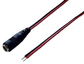 DC connection cable, 500 mm, red/black, coupling 2.5 x 5.5 mm, straight to open end, 075164