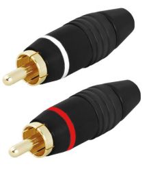 Wtyk RCA CHINCH PROFESSIONAL metal czarne/czerwony 6mm (2szt)