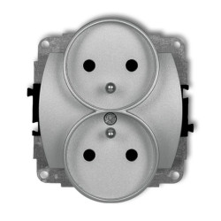 TREND Gniazdo podwójne z/u srebrny metalik 7GPR-2zp