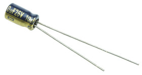 Kondensator 10μF 25V dc Radialny, Otwór przelotowy Panasonic roztaw: 1.5mm 4 (Dia.) x 7mm